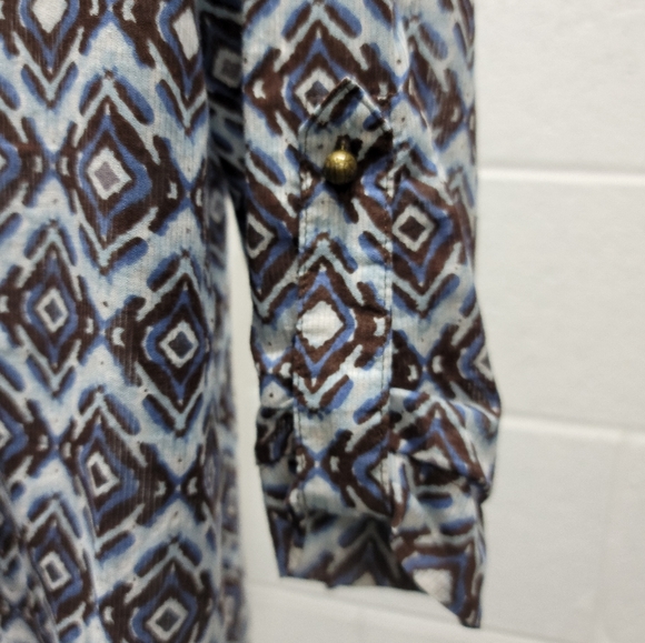 Liz & Co Women Blouse Pretty Shades of Blue Brown and Green - Picture 8 of 10